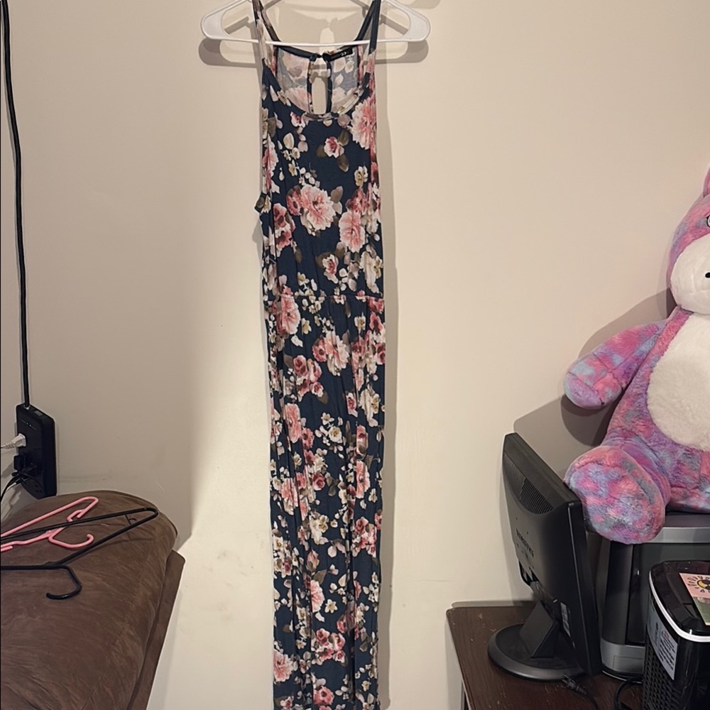 Papermoon Floral Maxi Dress - Navy and Pink